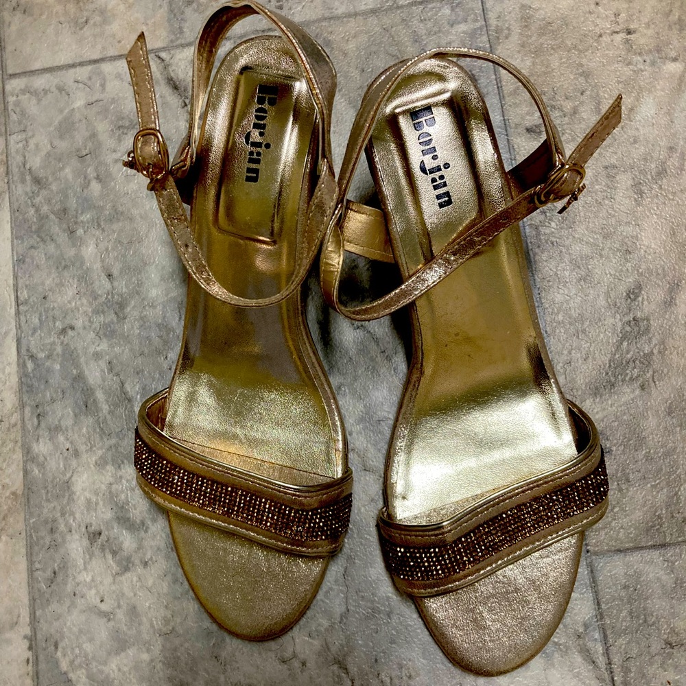Gold block heels